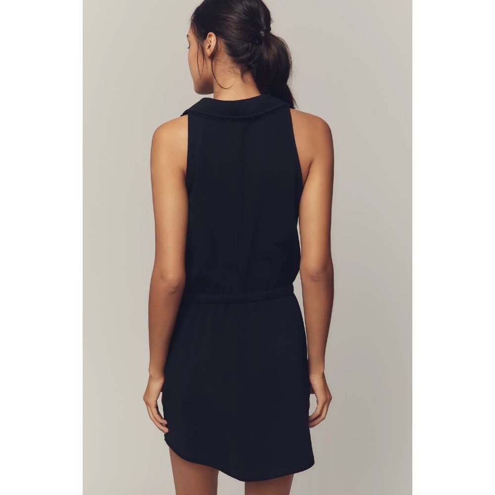 Sundays by Wearesundays Carina Collared Mini Dress Black Drawstring Waist Large - Picture 2 of 8